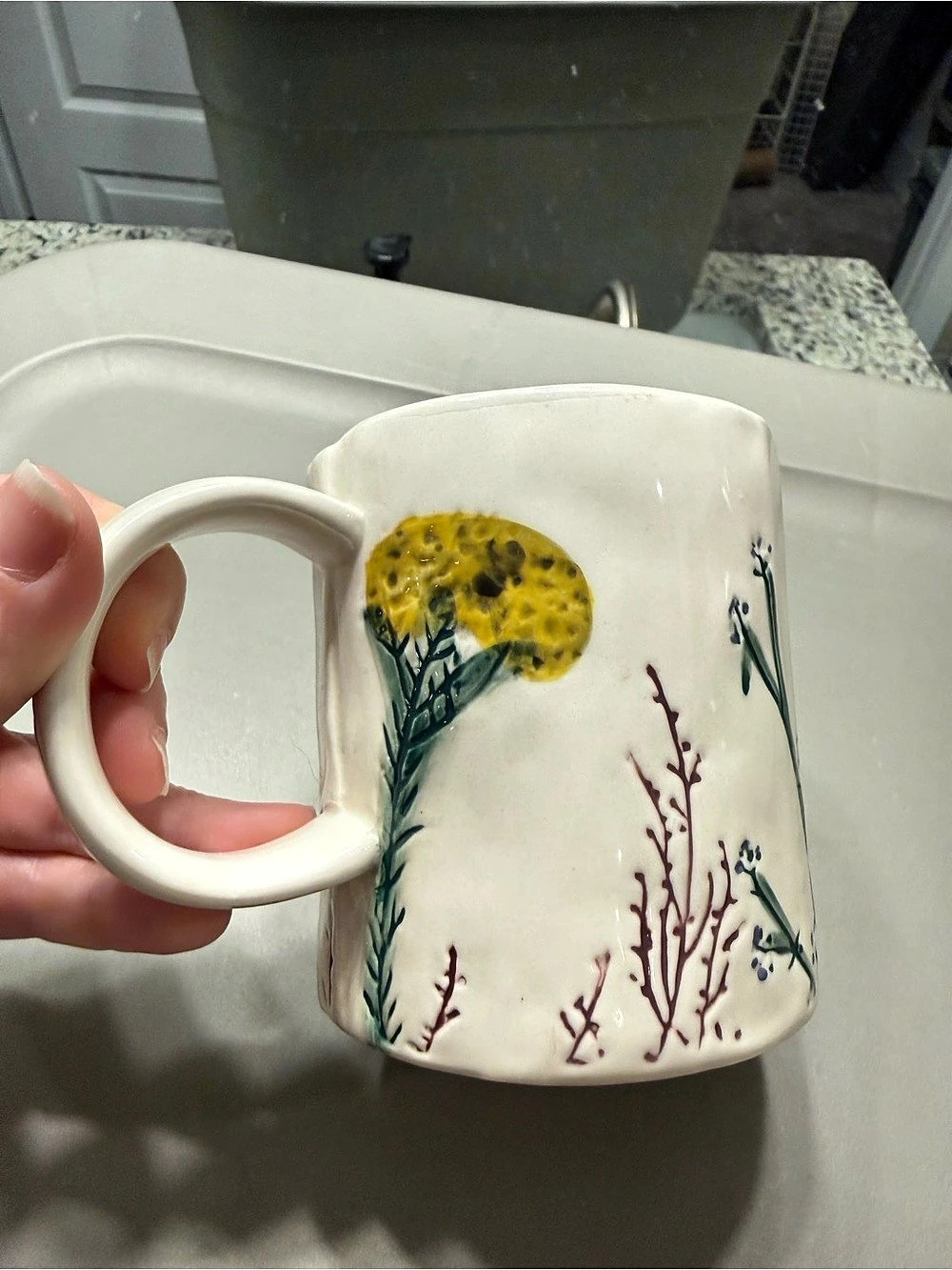 Anthropologie Homegrown Monogram Mug White & Orange Letter “S”